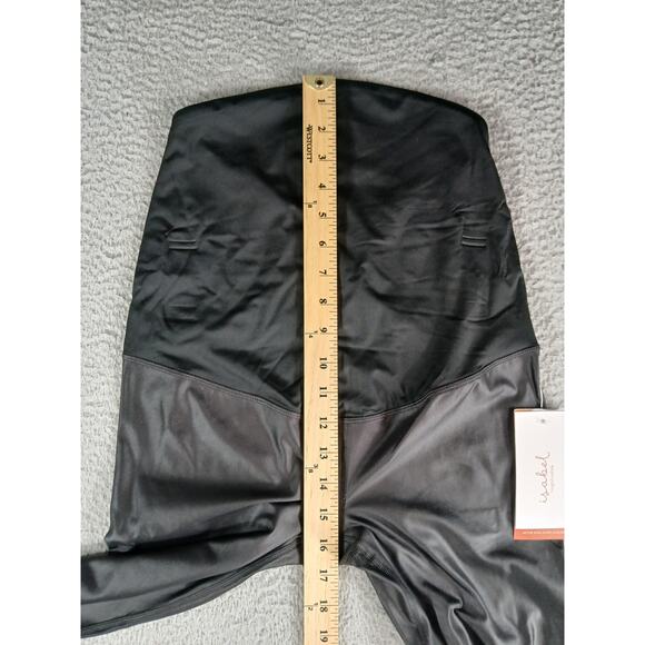 Ingrid + Isabel Maternity Leggings Women Small Black Shiny Faux Leather Pant NWT - Picture 5 of 10